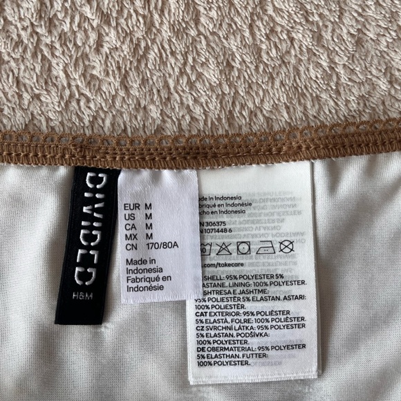 H&M Mesh Mini Skirt M Cream Brown Checked - Picture 7 of 7